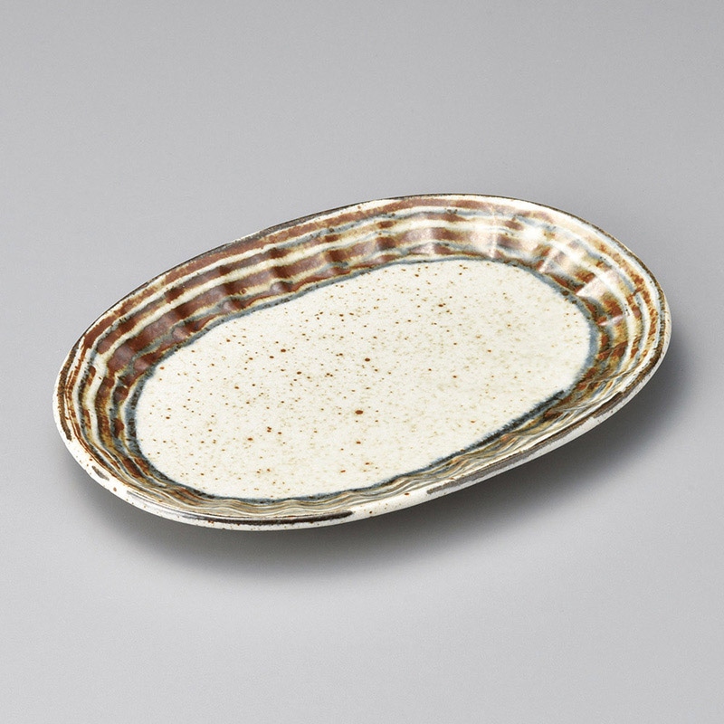 山万 26311-100 線筋しのぎ型楕円皿 1個（ご注文単位1個）【直送品】