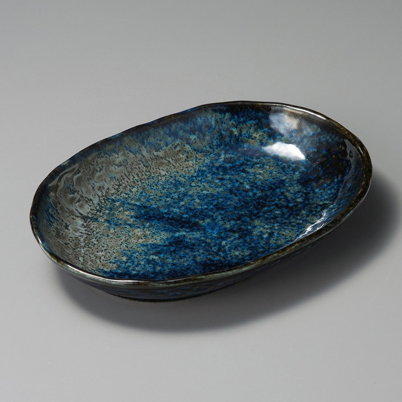 山万 26416-450 ナマコブルー楕円深皿 1個(ご注文単位1個)【直送品】