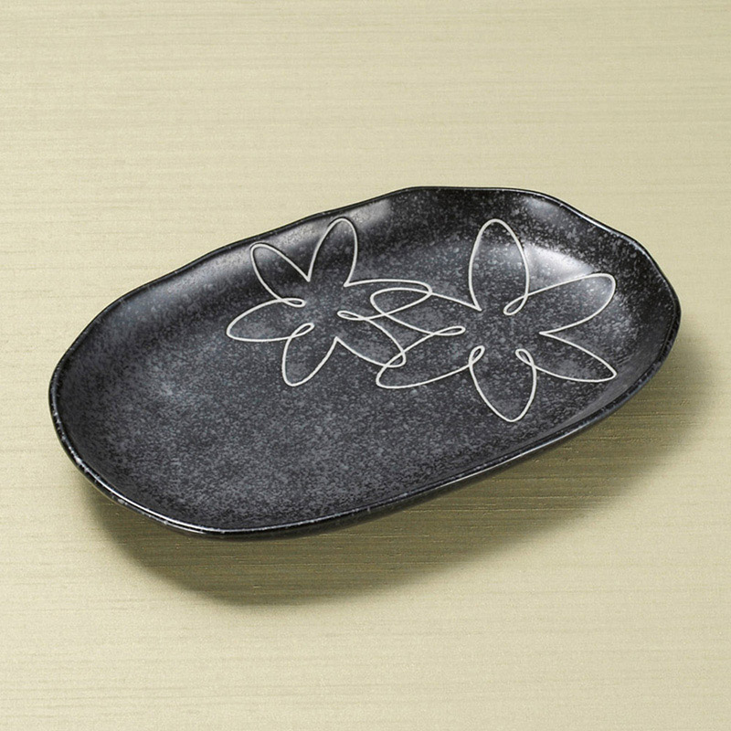 山万 26414-310 ゆうか黒スパ皿 1個（ご注文単位1個）【直送品】