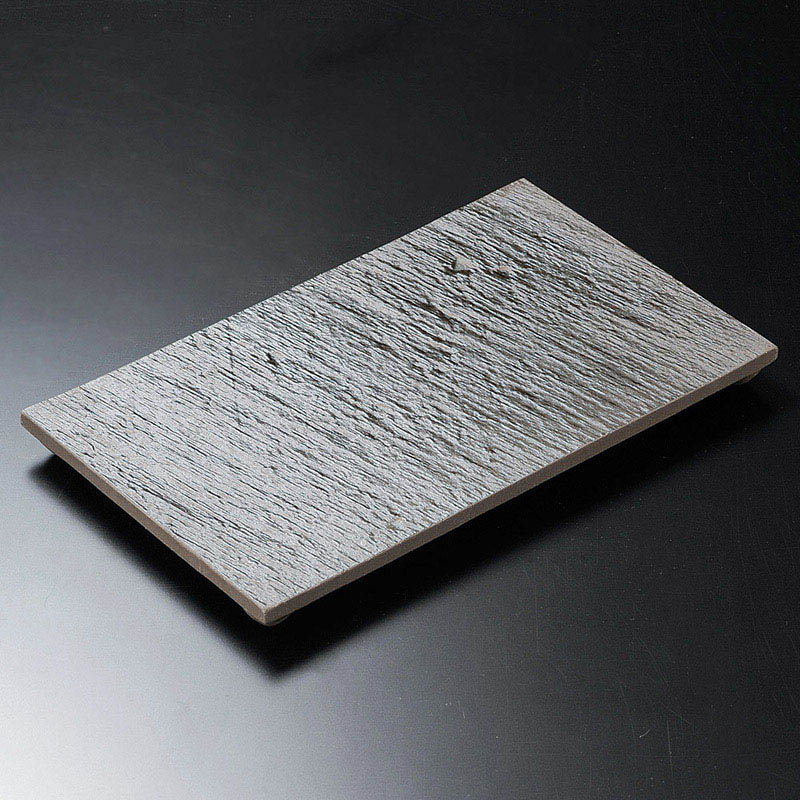 山万 26618-460 黒陶石目四つ足長角皿(小) 1個（ご注文単位1個）【直送品】