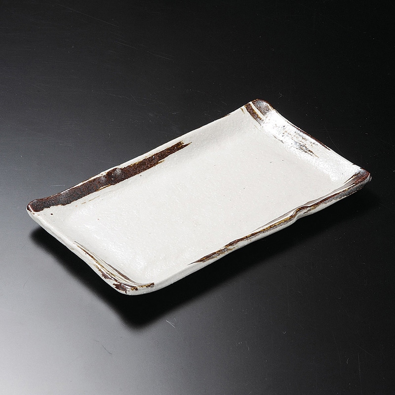 山万 26807-660 鉄刷毛目9.0長角皿(信楽焼) 1個（ご注文単位1個）【直送品】