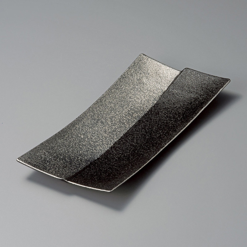 山万 26611-460 銀&黒仕切菱型長角皿 1個（ご注文単位1個）【直送品】