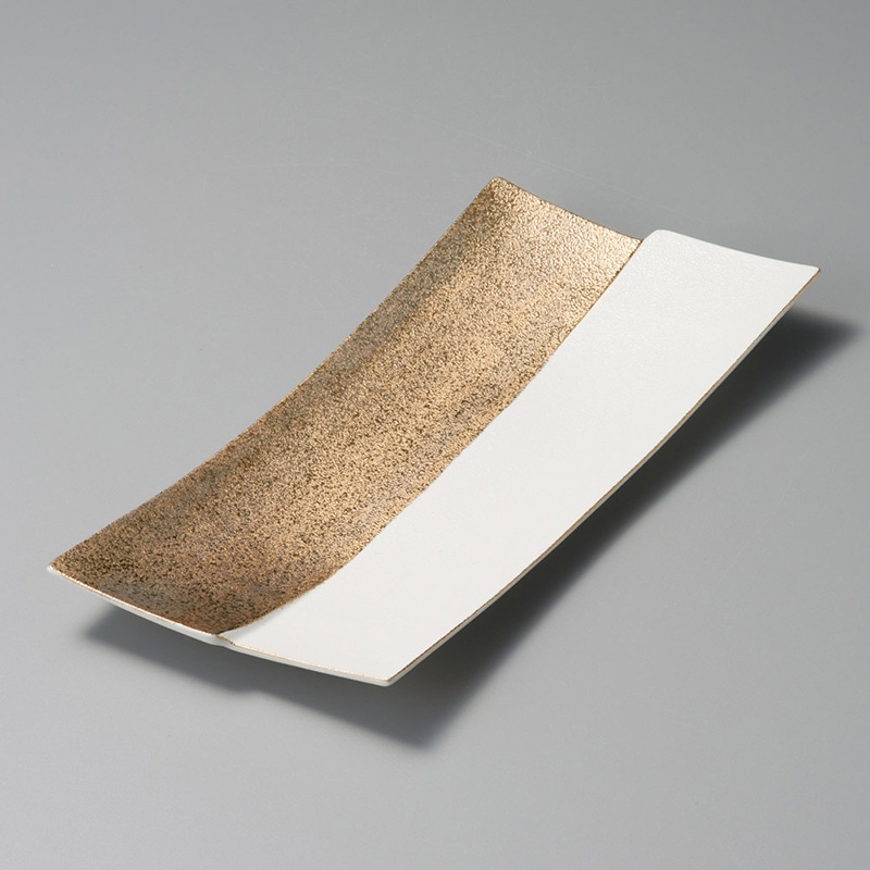 山万 26612-460 金&白仕切菱型長角皿 1個（ご注文単位1個）【直送品】
