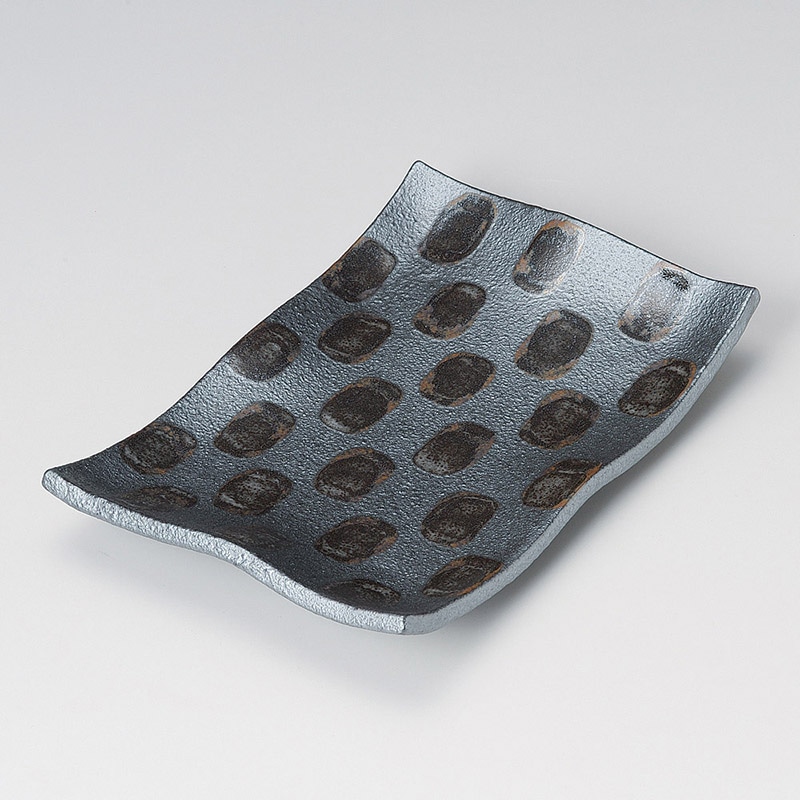 山万 26710-580 黒市松9.0四ツ足皿 1個（ご注文単位1個）【直送品】