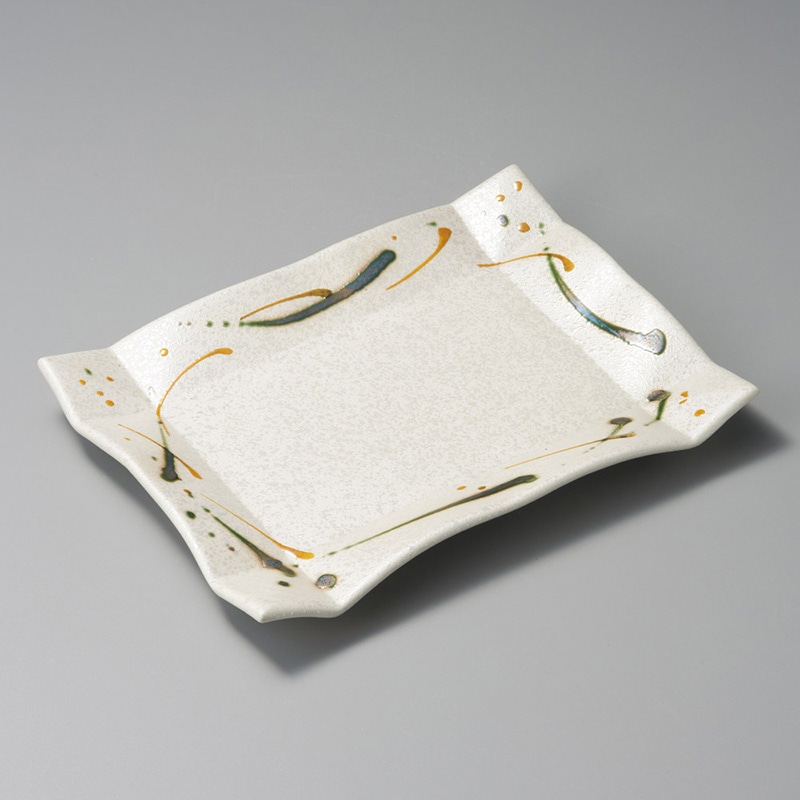 山万 27002-470 茶黄銀河折紙長角皿 1個（ご注文単位1個）【直送品】