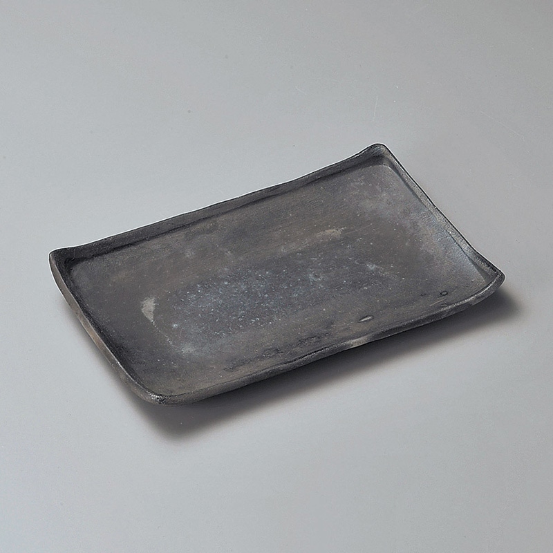 山万 27407-660 炭化8.0長方皿(信楽焼) 1個（ご注文単位1個）【直送品】