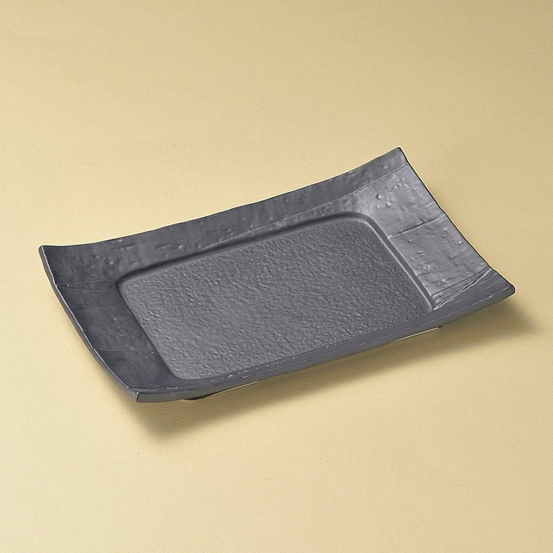山万 27010-240 いぶし黒7.5寸長角四方皿 1個（ご注文単位1個）【直送品】