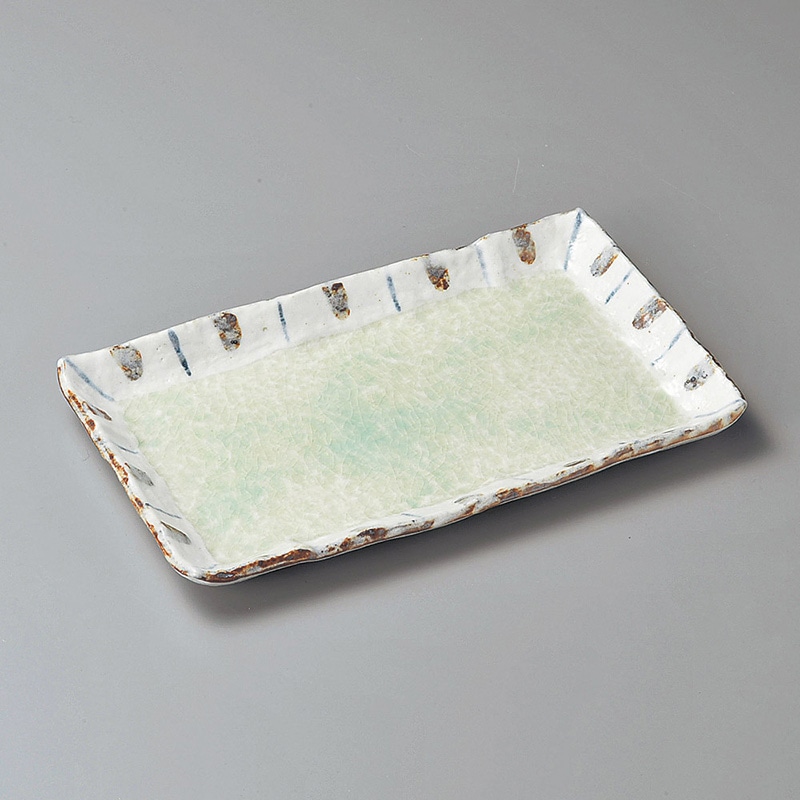 山万 27103-550 ヒワ釉渕十草9.0長角皿 1個（ご注文単位1個）【直送品】