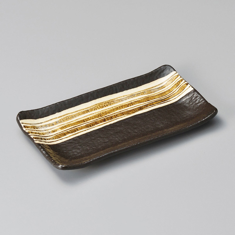 山万 27013-580 ゆず黒錆十草焼物皿 1個（ご注文単位1個）【直送品】