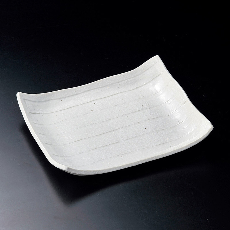 山万 27017-190 白釉ソギ長角盛皿 1個（ご注文単位1個）【直送品】