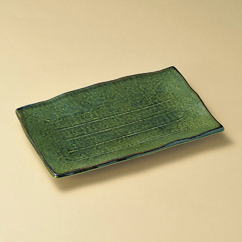 山万 27101-640 織部9号長角皿(萬古焼) 1個（ご注文単位1個）【直送品】