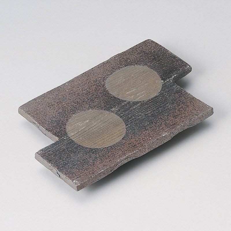 山万 27203-660 炭化八ツ橋足付皿(信楽焼) 1個（ご注文単位1個）【直送品】