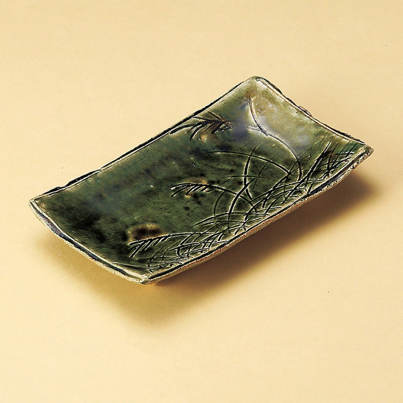 山万 27205-510 織部草紋焼物皿 1個（ご注文単位1個）【直送品】