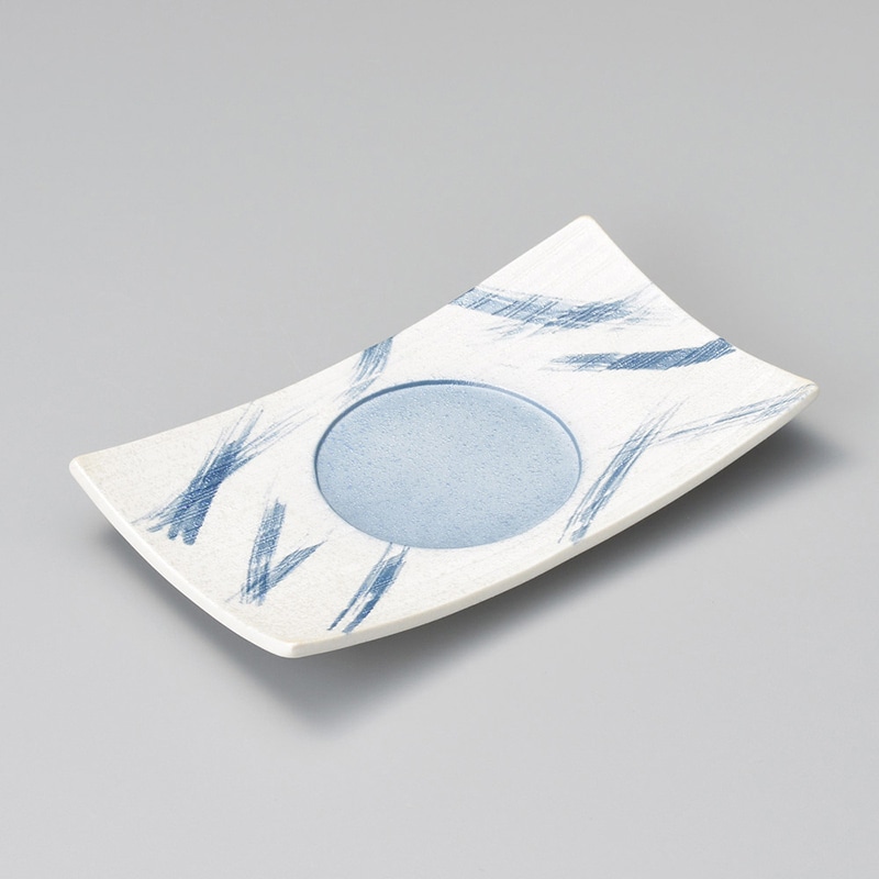 山万 27310-470 銀彩青刷毛目焼物皿 1個（ご注文単位1個）【直送品】