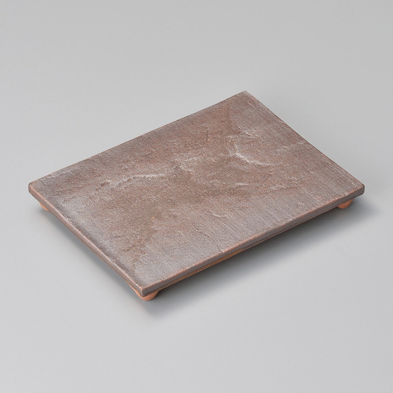 山万 27303-460 灰流し石目四つ足焼物皿 1個（ご注文単位1個）【直送品】