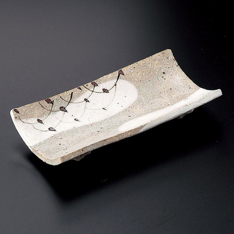 山万 27320-510 粉引塗分草文焼物皿 1個（ご注文単位1個）【直送品】