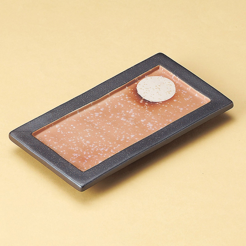 山万 27317-140 黒土萬月長角付出皿 1個（ご注文単位1個）【直送品】