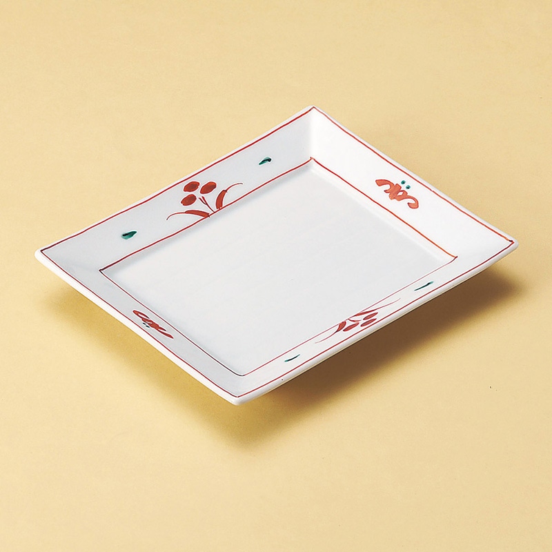 山万 27316-140 赤絵角皿 1個（ご注文単位1個）【直送品】