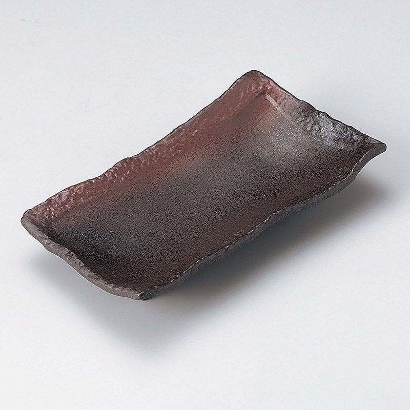 山万 27403-100 炭化土渕砂目備前風焼物皿 1個（ご注文単位1個）【直送品】