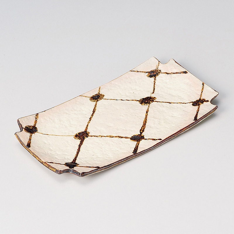 山万 27417-140 スミ切網目焼物皿 1個（ご注文単位1個）【直送品】