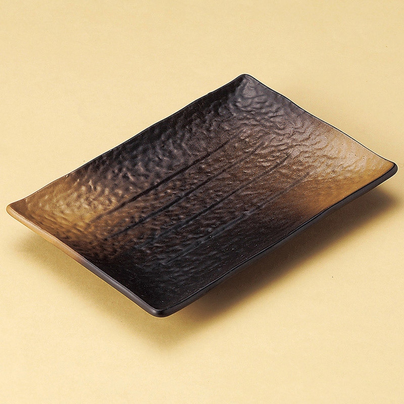 山万 27819-310 黒備前吹焼き物皿(中) 1個（ご注文単位1個）【直送品】