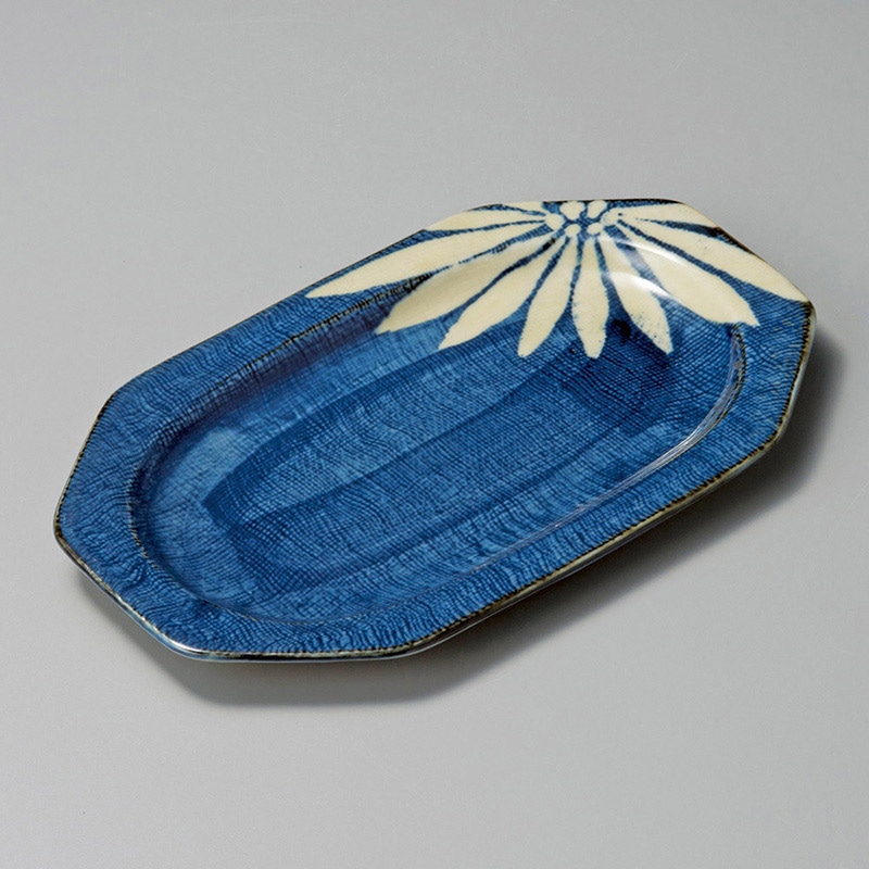 山万 27712-570 菊花布目八角22cm皿 1個（ご注文単位1個）【直送品】