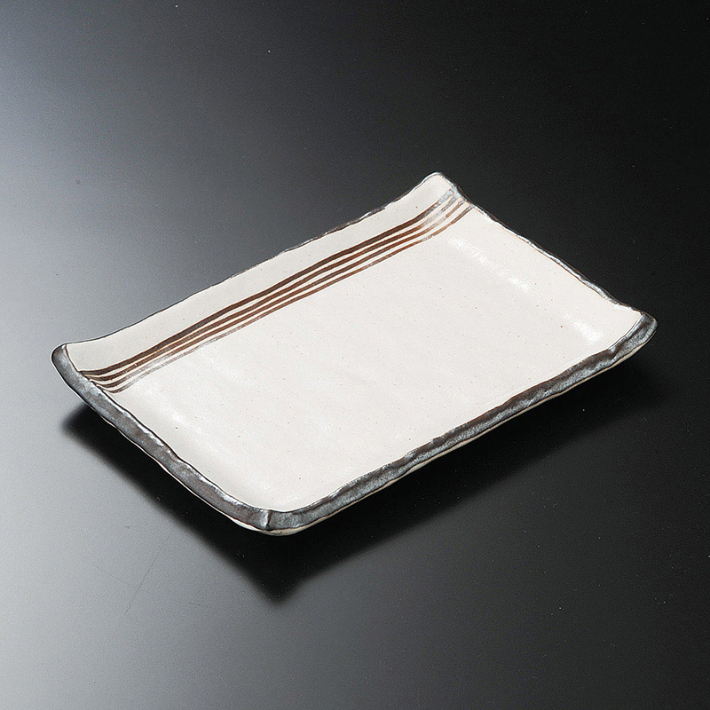 山万 27907-330 志野流線7寸長角皿 1個（ご注文単位1個）【直送品】