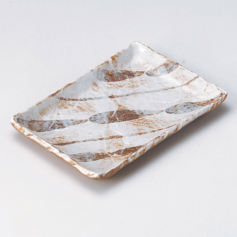 山万 27908-330 志野ストライプ7.0長角皿 1個（ご注文単位1個）【直送品】