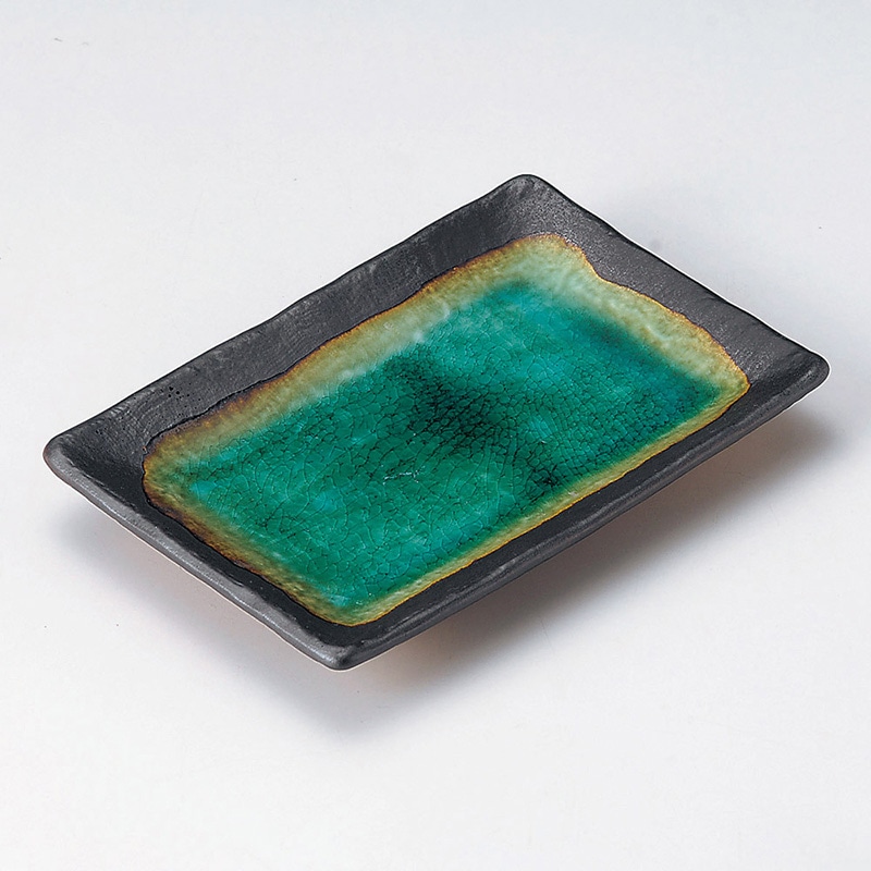 山万 28106-100 緑彩角焼物皿 1個（ご注文単位1個）【直送品】