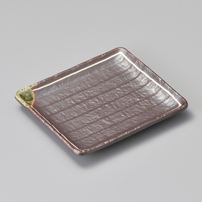 山万 28012-510 鉄釉白ライン60長角皿 1個（ご注文単位1個）【直送品】