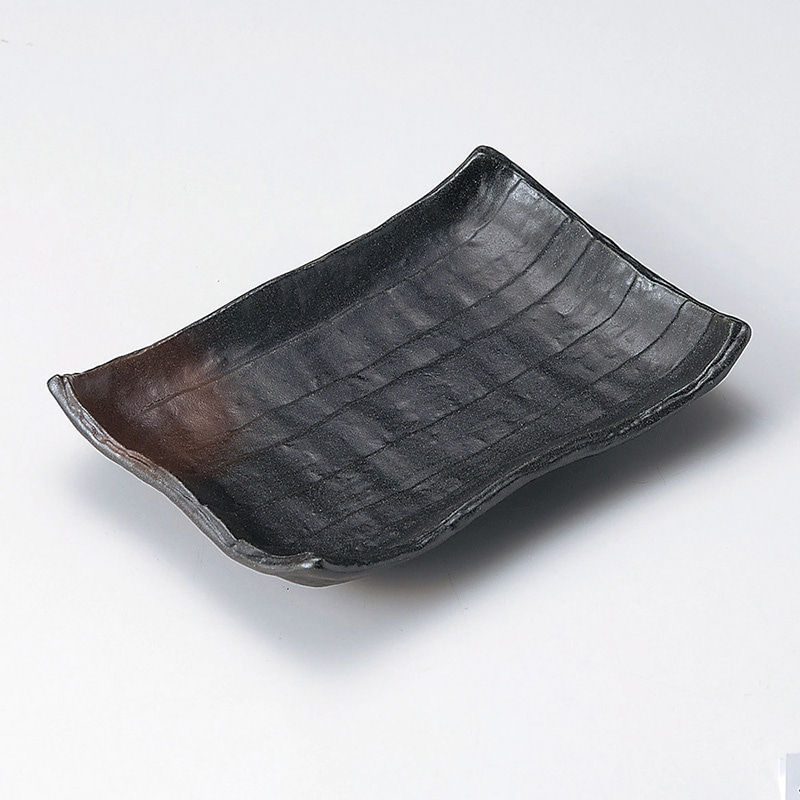 山万 28112-200 黒備前焼物皿 1個（ご注文単位1個）【直送品】