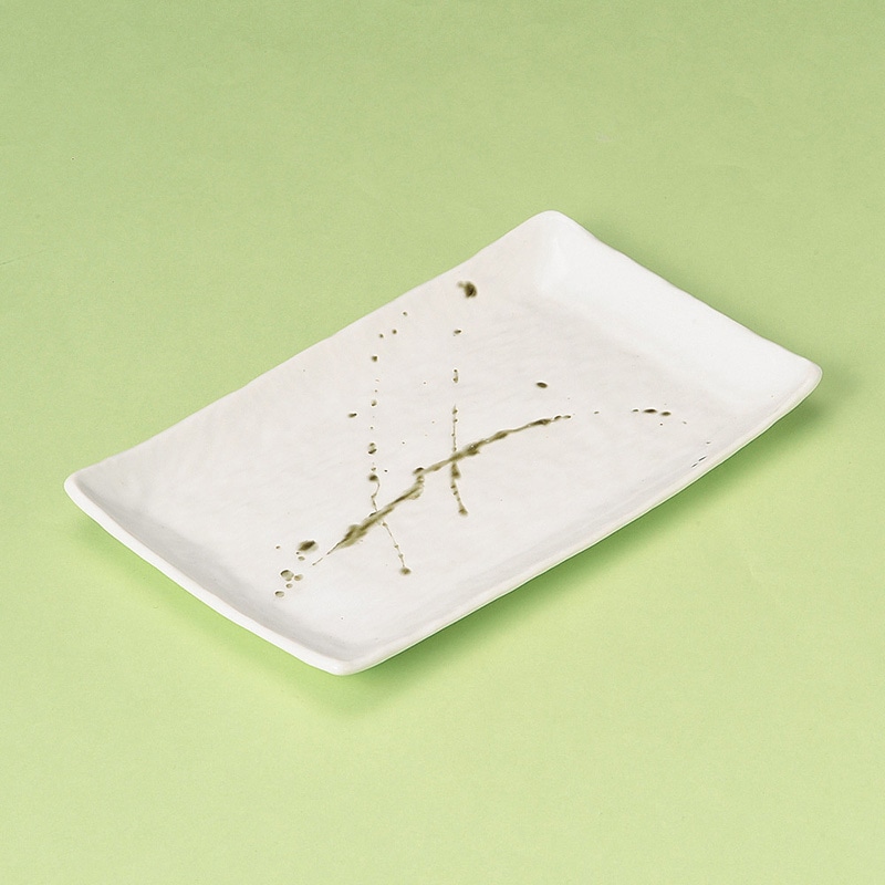 山万 28102-230 筆流 木肌焼物皿白 1個（ご注文単位1個）【直送品】