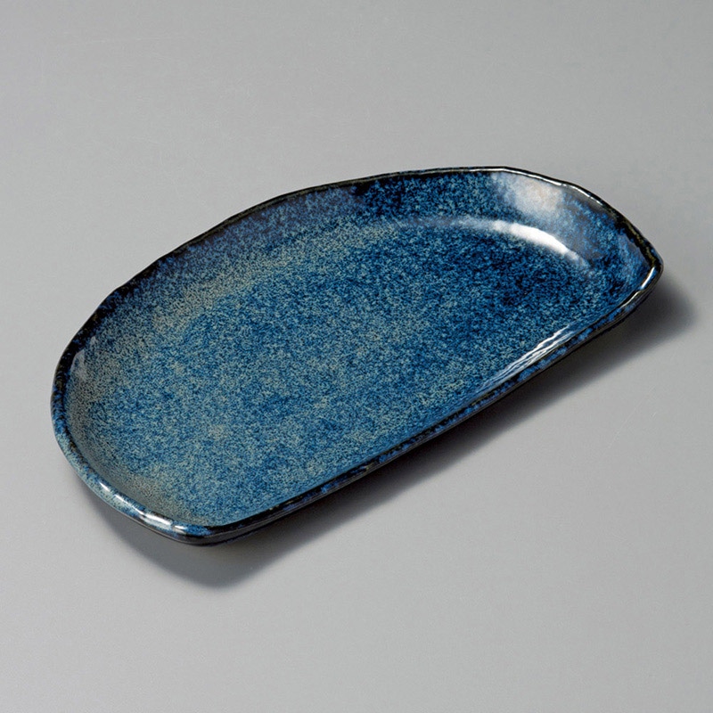 山万 28310-310 窯変紺半月焼物皿 1個（ご注文単位1個）【直送品】