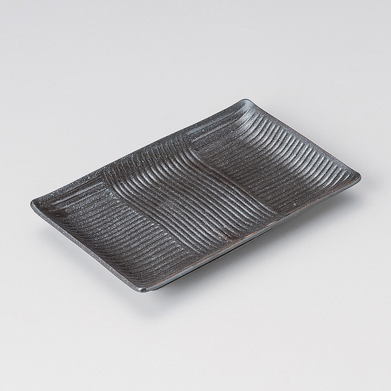 山万 28218-190 黒結晶21cm長角皿 1個（ご注文単位1個）【直送品】