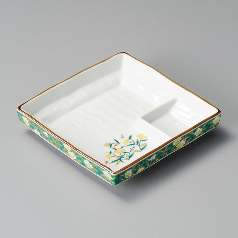 山万 28417-100 緑彩正角仕切皿 1個（ご注文単位1個）【直送品】