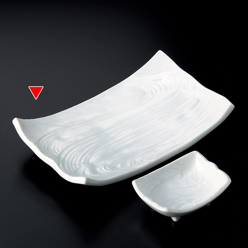 山万 28613-430 白磁流水型8.0寸長角皿 1個（ご注文単位1個）【直送品】