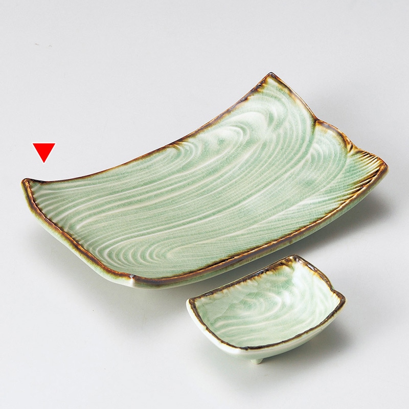 山万 28615-550 ビードロ灰釉渕錆流水型8寸長角 1個（ご注文単位1個）【直送品】