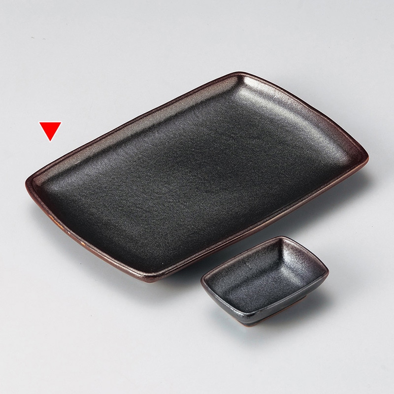 山万 28645-550 鉄砂釉8.0長角皿 1個（ご注文単位1個）【直送品】