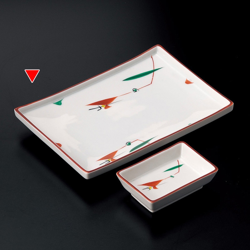 山万 28707-550 赤絵つゆ草長角皿 1個（ご注文単位1個）【直送品】