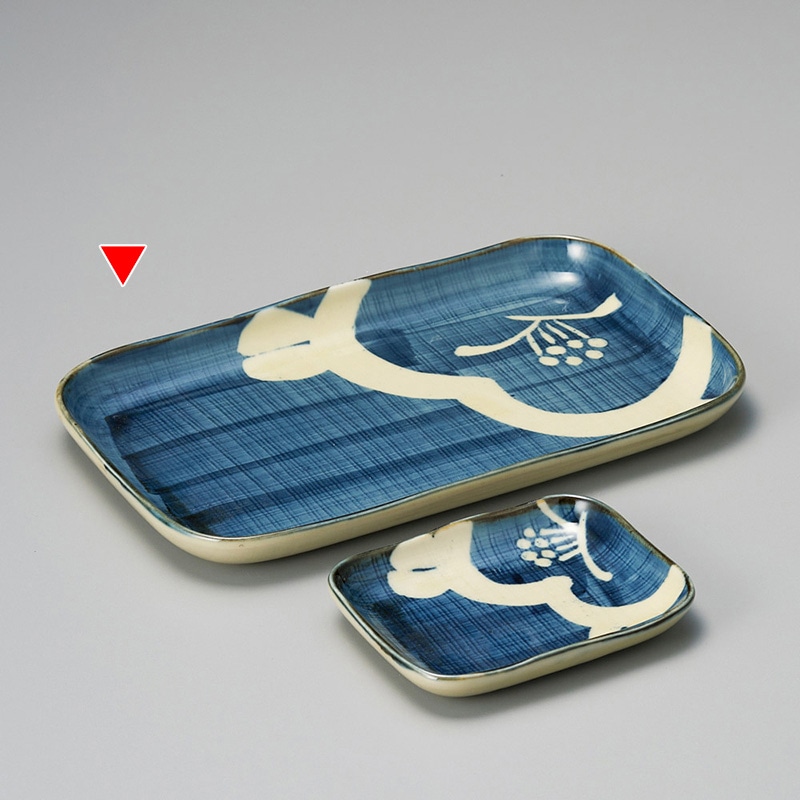 山万 28718-580 片椿ナデ角長角焼物皿 1個（ご注文単位1個）【直送品】