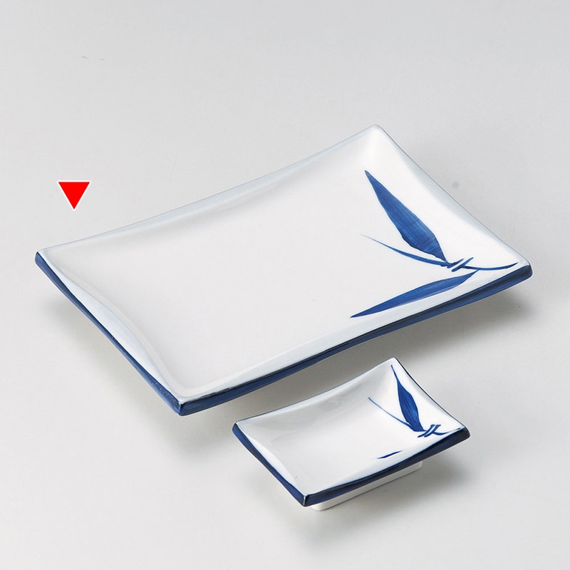 山万 28733-550 渕呉須笹長角皿 1個（ご注文単位1個）【直送品】