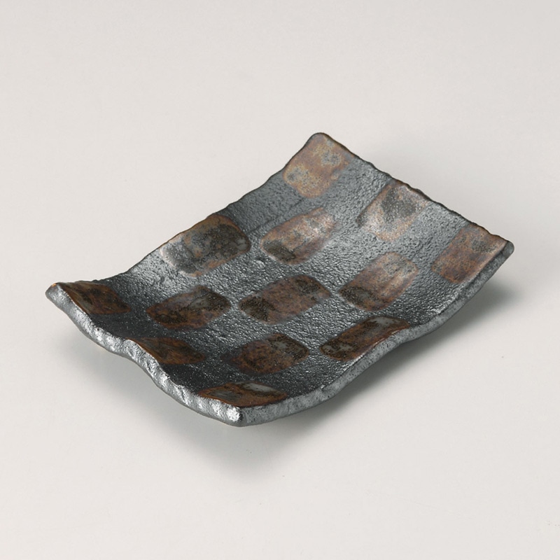 山万 28816-580 黒市松6.0四ツ足皿 1個（ご注文単位1個）【直送品】