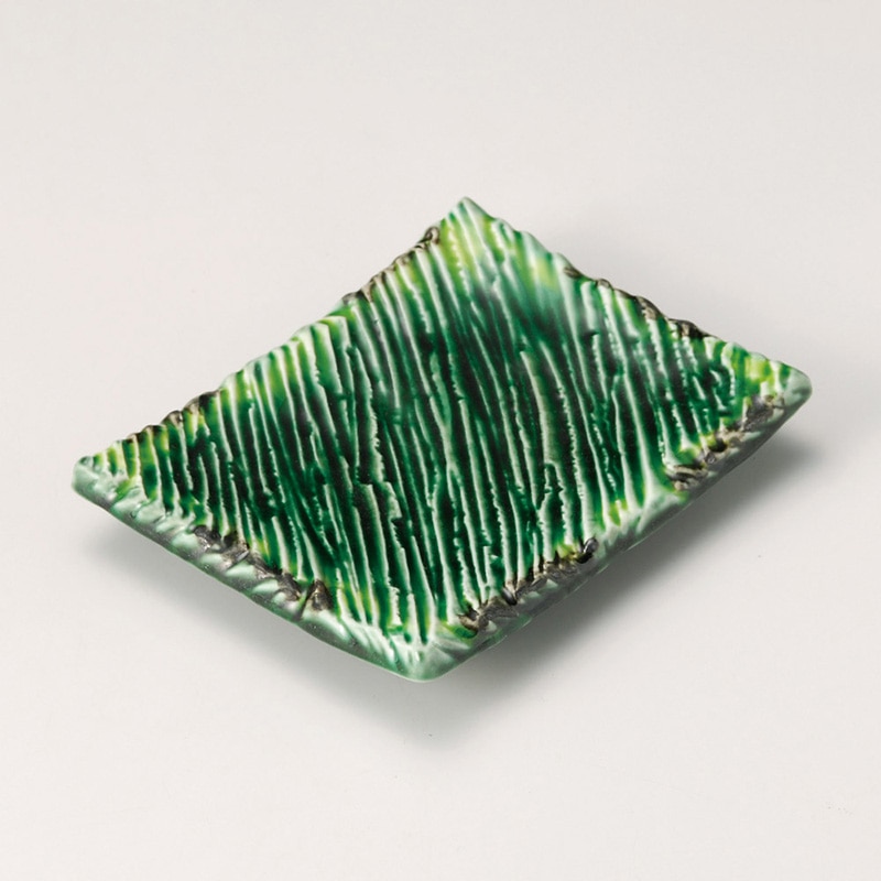 山万 28819-170 緑釉黄流ししのぎ串皿 1個（ご注文単位1個）【直送品】