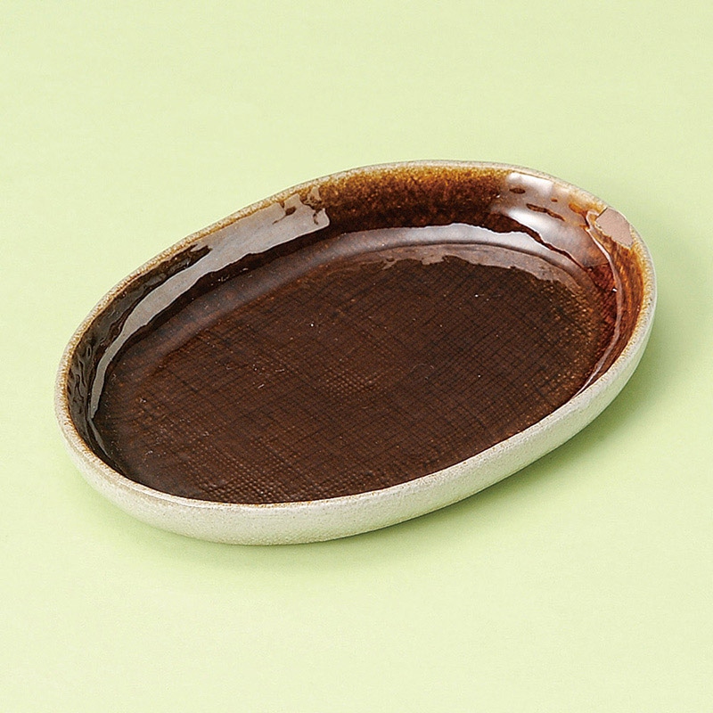 山万 28905-550 ブラウン6.0小判皿 1個（ご注文単位1個）【直送品】