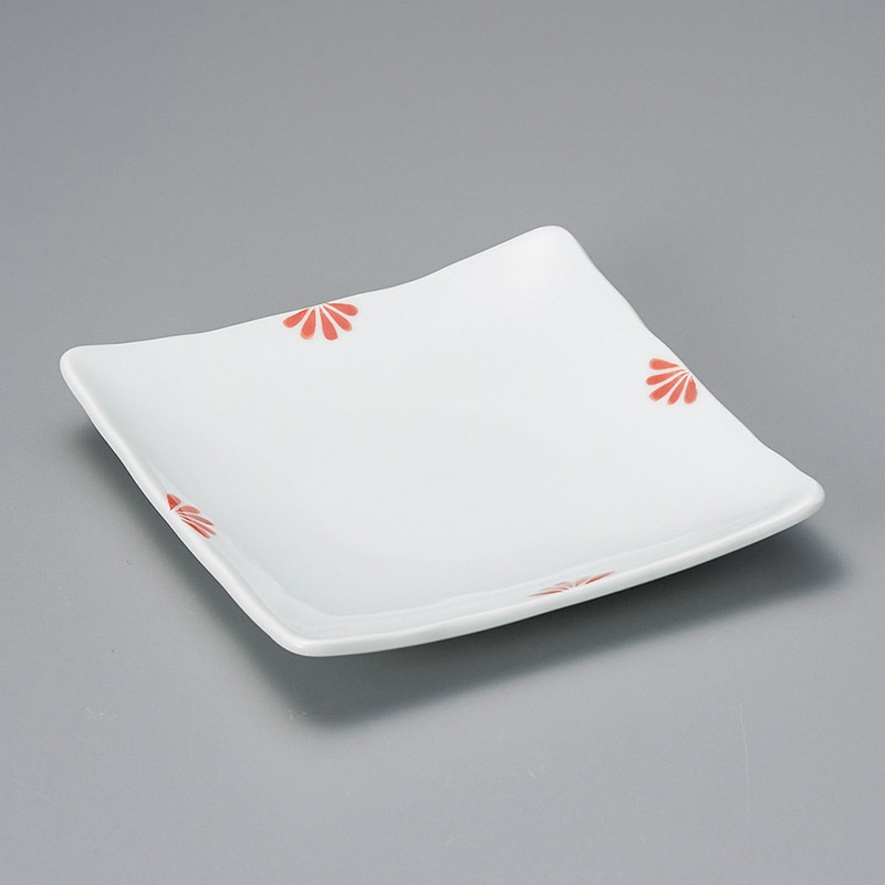 山万 28914-580 小花(赤)正角銘々皿 1個（ご注文単位1個）【直送品】