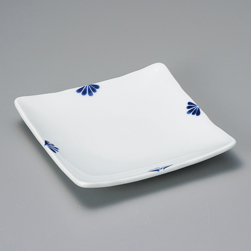 山万 28915-580 小花(青)正角銘々皿 1個（ご注文単位1個）【直送品】