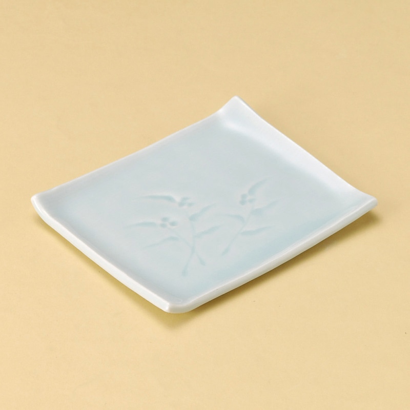 山万 28927-200 青白磁つゆ草角銘々皿 1個（ご注文単位1個）【直送品】