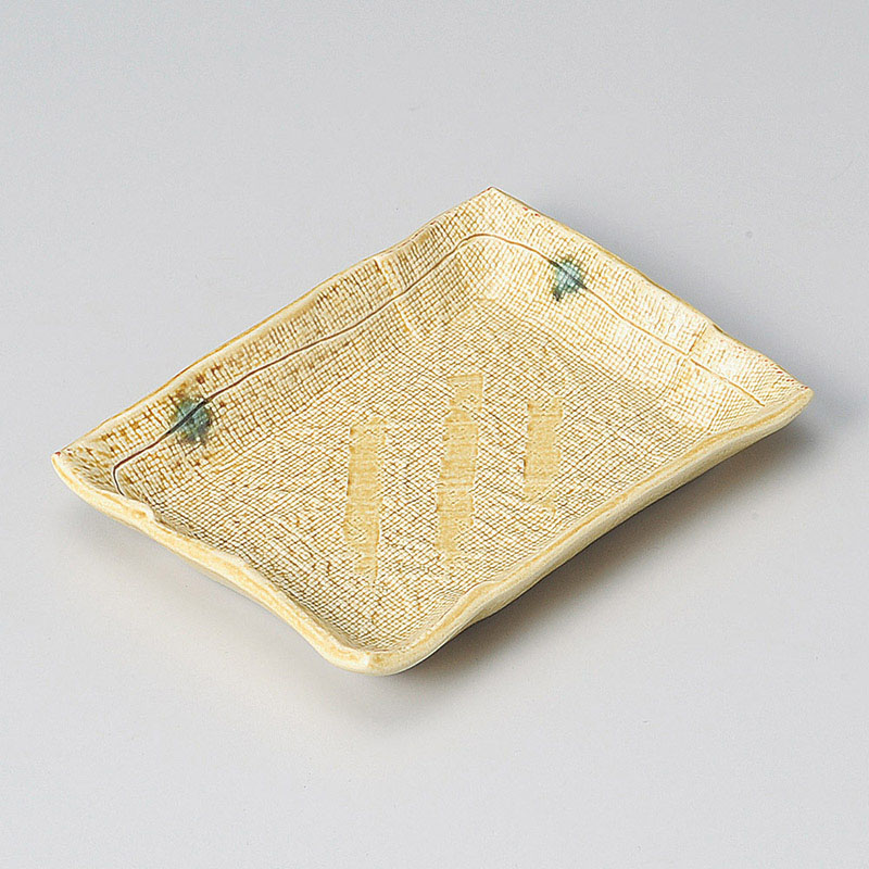 山万 28929-550 黄瀬戸長角銘々皿 1個（ご注文単位1個）【直送品】