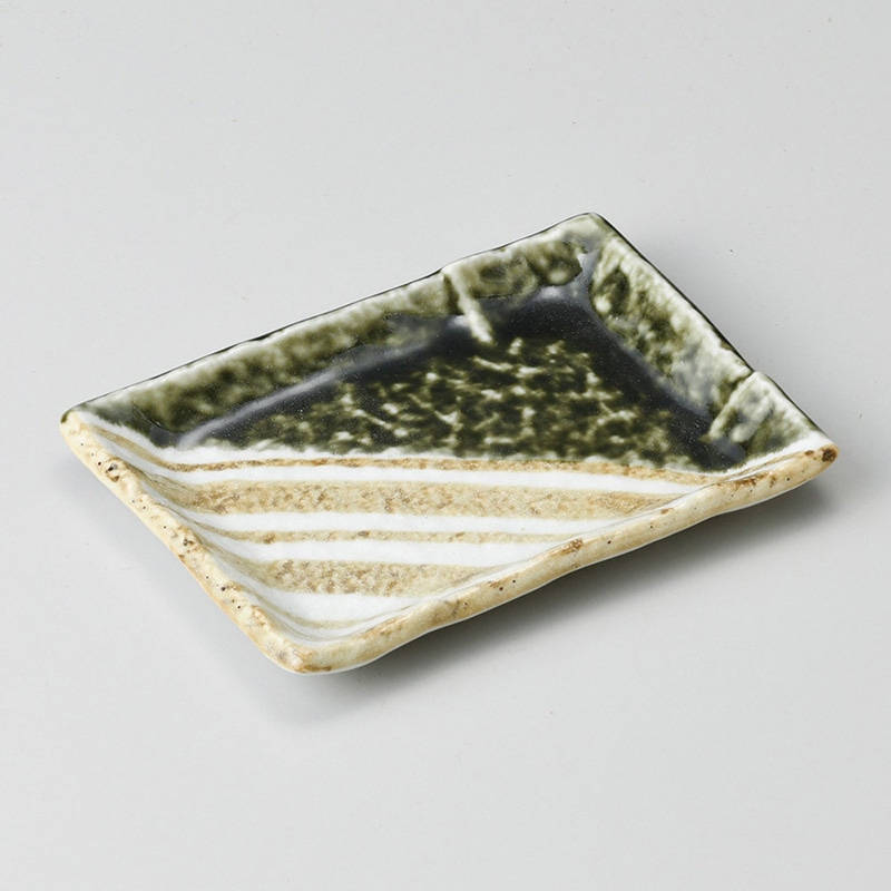 山万 29028-550 織部ストライプ長角銘々皿 1個（ご注文単位1個）【直送品】