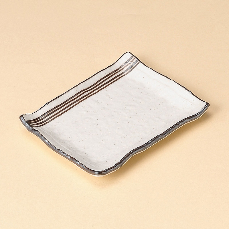 山万 29030-330 志野流線フチ波角銘々皿 1個（ご注文単位1個）【直送品】